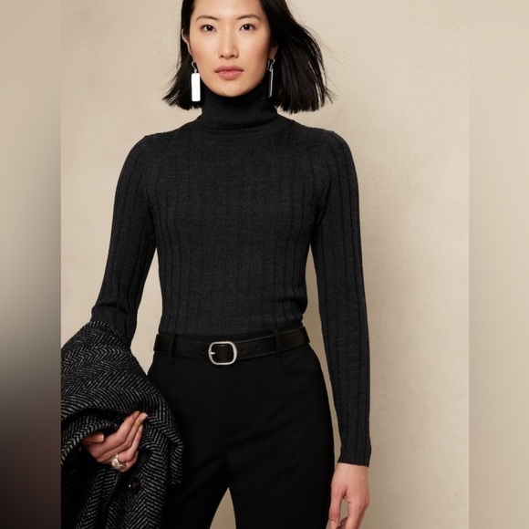 NWT! Banana Republic Black Siena Straight Wool Pant - Multiple Sizes - Picture 6 of 8